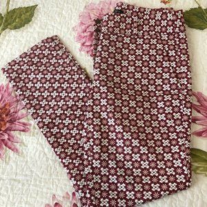 Pink/maroon patterned Loft pants (Marissa fit), size 4